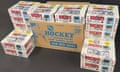 A case of NHL trading cards.