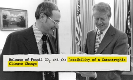 Frank Press, left, with President Jimmy Carter. Press wrote a letter to Carter warning of CO2 emissions causing ‘catastrophic climate change’.