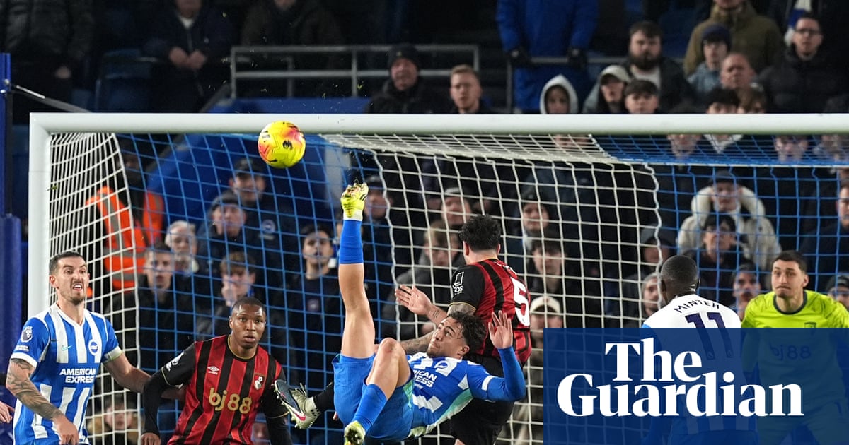 Kostoulas’s brilliant bicycle kick rescues point for Brighton against Bournemouth