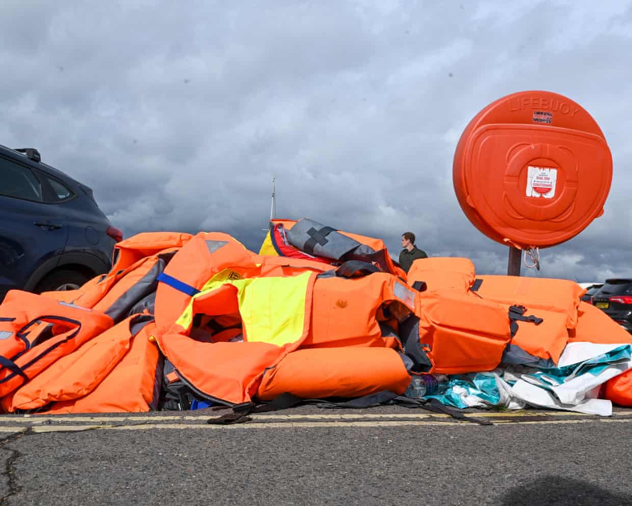 Lifejackets abandoned by people seeking asylum who made the crossing from France on Sunday 6 September.