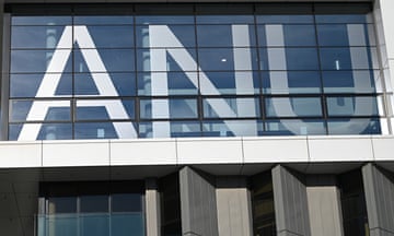 The logo of the Australian National University (ANU) is seen on a building at the campus in Canberra