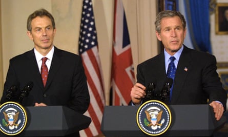 Tony Blair and George W Bush in January 2003.