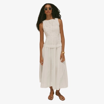 Mint Velvet white cotton broderie midi dress