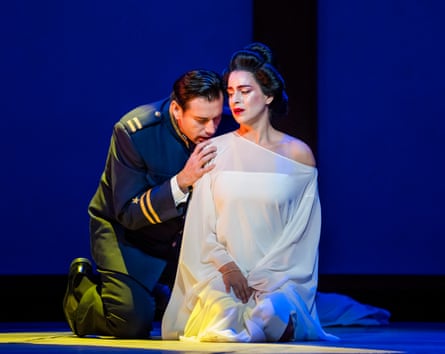 Joshua Guerrero and Asmik Grigorian in Madama Butterfly at the Royal Opera House.
