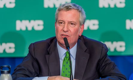 Mayor Bill de Blasio said the city’s lawsuit against oil and gas companies is aimed at ‘standing up for future generations’.