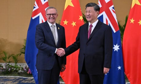 Australia’s prime minister Anthony Albanese meets China’s president Xi Jinping in a bilateral meeting during the 2022 G20 summit in Nusa Dua, Bali, Indonesia, Tuesday, November 15, 2022