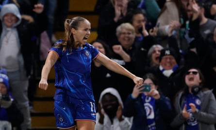 Guro Reiten shows her delight at scoring