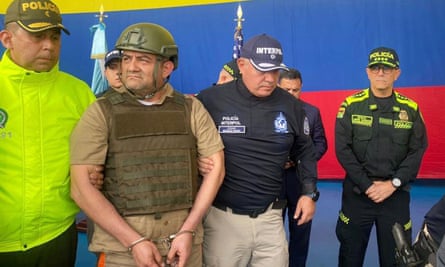 Otoniel on Wednesday, as officials extradite him from Colombia to the US.