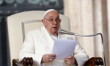 Pope Francis during the weekly general audience in St Peter’s Square at the Vatican on 22 November 2023.