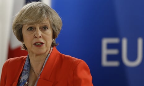 Prime Minister Theresa May speaks to the media during the final press briefing at the EU Summit in Brussels in December 2016.