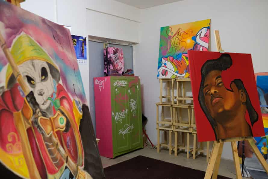 Artworks in a studio
