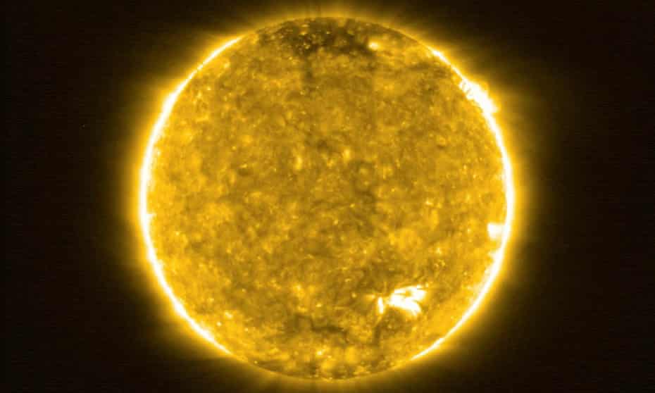 Photo that shows the closest image of the sun ever taken by Solar Orbiter Mission, 77 million kilometers from the sun