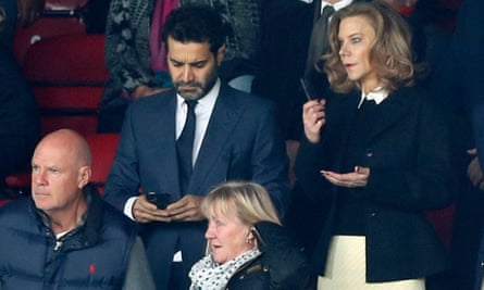 Newcastle United directors Amanda Staveley and Mehrdad Ghodoussi in the stands at Selhurst Park
