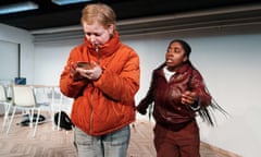 Delicately drawn friendship … Catherine Ashdown (Bo) and Kadiesha Belgrave (Aicha) in Grud at Hampstead theatre.