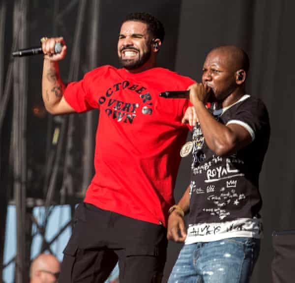 Drake performing with Giggs at Reading festival, August 2017.