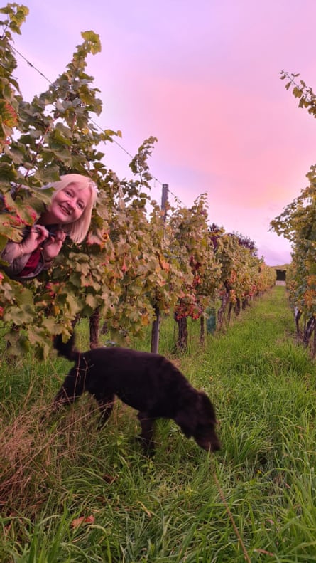 Becky in a vineyard in Alsace on her recent interrailing trip in October 2025.