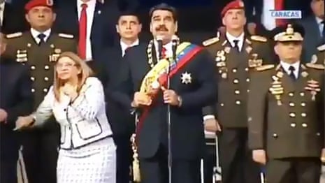 Explosion goes off during speech by Venezuelan president – video