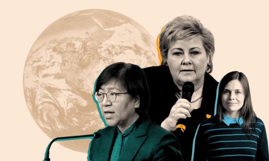 From left; the director of the South Korean Centers for Disease Control, Jung Eun-kyeong, Norway’s prime minister Erna Solberg, and the prime minister of Iceland, Katrín Jakobsdóttir.