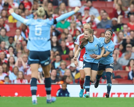 Jess Park (middle) celebrates after scoring against Arsenal.