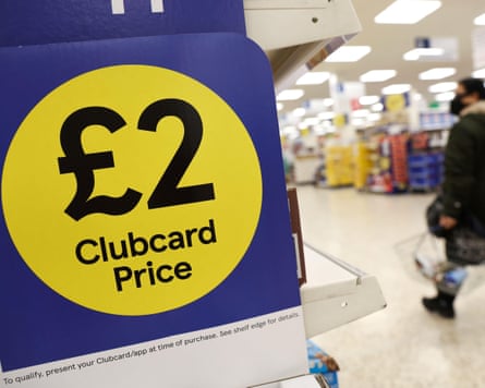 Clubcard branding inside a Tesco Extra supermarket