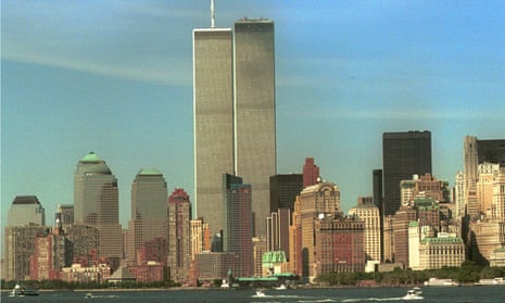 Lower Manhattan, a fortnight before the 9/11 attacks, with Minoru Yamasaki’s twin towers.