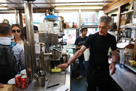A busy cafe in east London during a heatwave