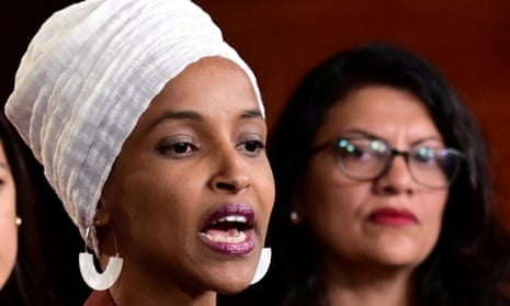 FILE PHOTO: U.S. Reps Ilhan Omar (D-MN) and Rashida Tlaib (D-MI) hold a news conference in Washington<br>FILE PHOTO: U.S. Reps Ilhan Omar (D-MN) and Rashida Tlaib (D-MI) hold a news conference after Democrats in the U.S. Congress moved to formally condemn President Donald Trump’s attacks on four minority congresswomen on Capitol Hill in Washington, U.S., July 15, 2019. REUTERS/Erin Scott/File Photo
