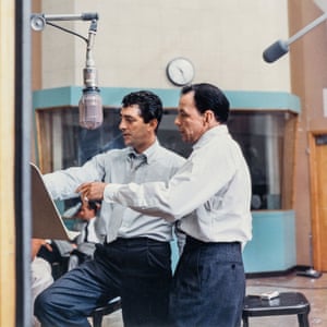 Dean Martin and Frank Sinatra at Capitol Tower studio B , Los Angeles, in October 1958, during the sessions for Martin’s Sleep Warm LP