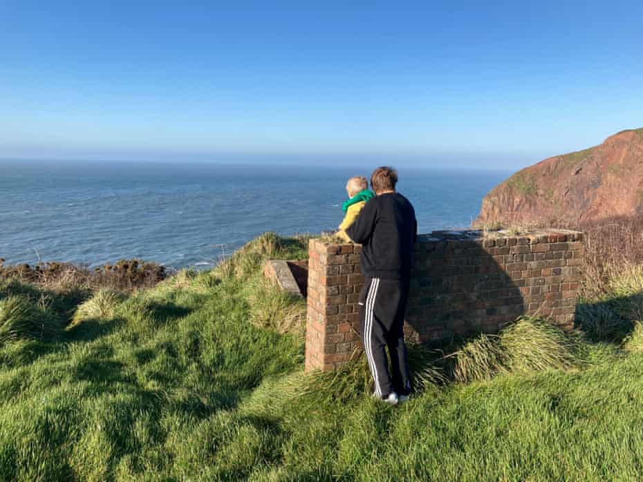 Oscar Rickett and his son at Hartland Point in north-west Devon.
