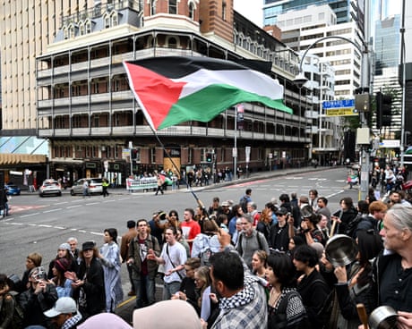 Protesters are seen during a pro-Palestine rally in Brisbane.