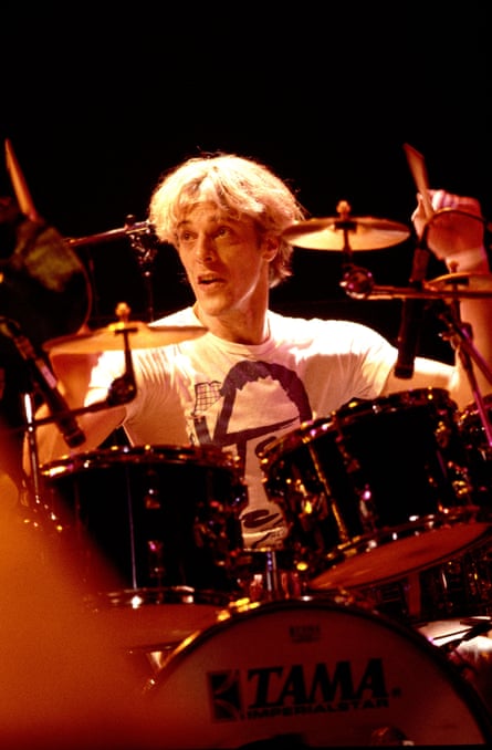 Stewart Copeland of the Police on the Amnesty International benefit tour in Chicago in 1986.