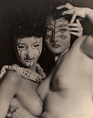 Juliet and Margaret Nieman in Papier-Mâché Masks c.1945 by Man Ray, from the Tate Modern show The Radical Eye