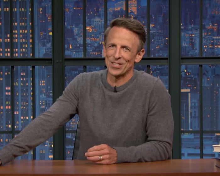 Seth Meyers on Trump canceling $1bn in federal funds: ‘Is he adding a waterslide to the reflecting pool?’