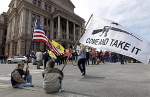 Gun rights supporters gather at a Guns Across America rally at the Texas state capitol in 2013.
