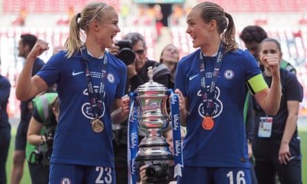 Pernille Harder (left) and Magdalena Eriksson with the Women’s FA Cup