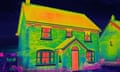 Thermal image shows the heat loss from a house
