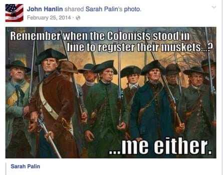 John Hanlin shares a gun lobby message by Sarah Palin