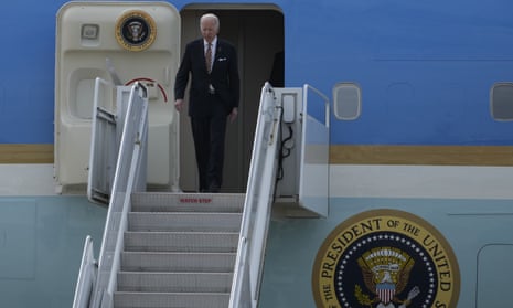 US President Joe Biden arrives on Air Force One for the Association of Southeast Asian Nations (ASEAN) summit in Phnom Penh, Cambodia