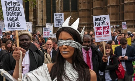 Legal aid campaigners demonstrating in Westminster in 2013.