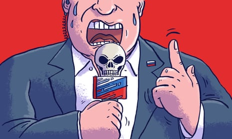 Dom Mckenzie illustration of angry propagandist