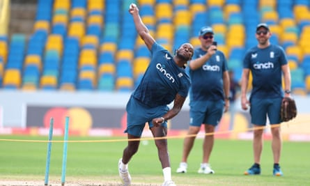 Jofra Archer in the nets in 2023 in Bridgetown, Barbados