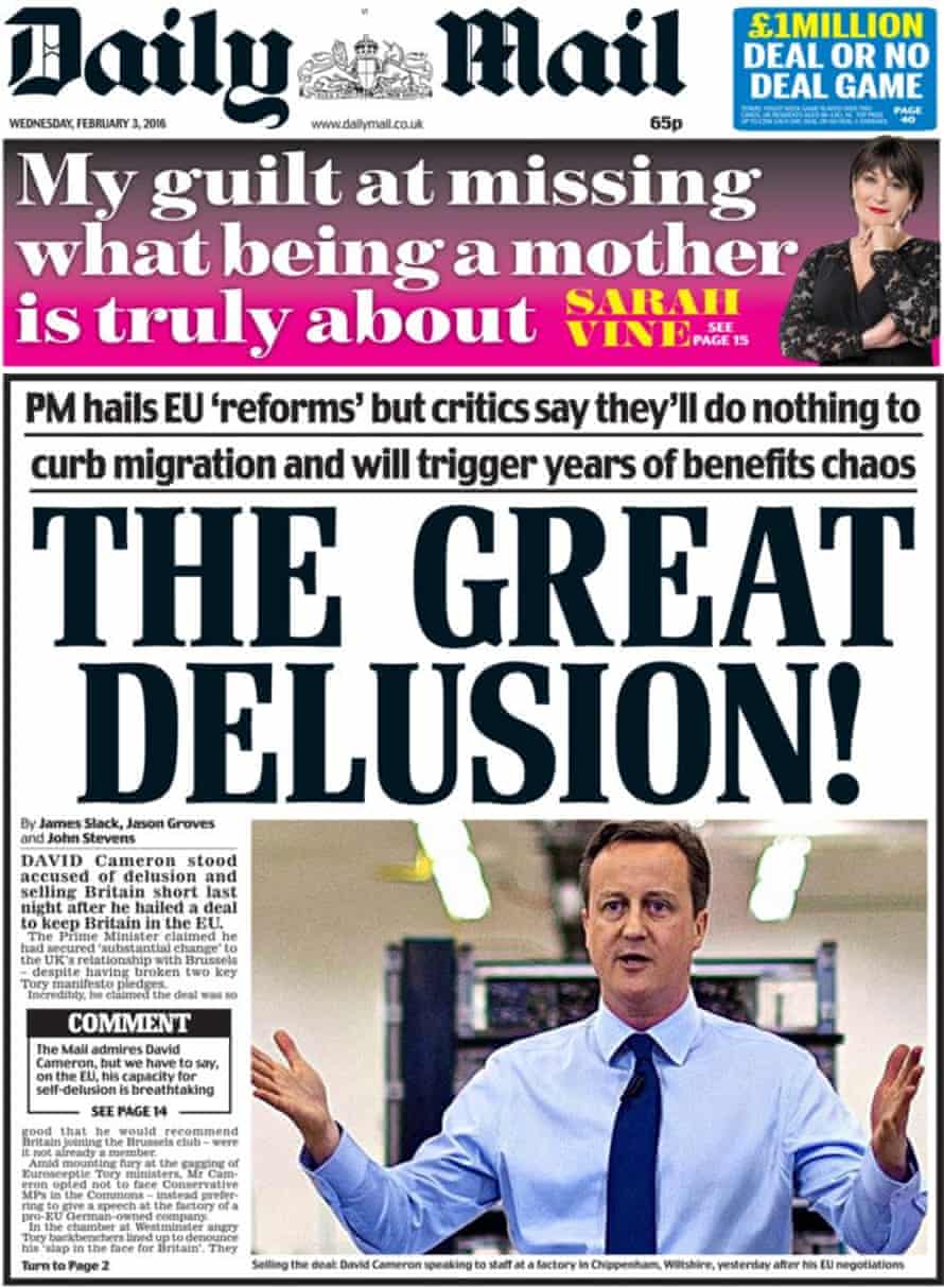 The Daily Mail front page - The Great Delusion!