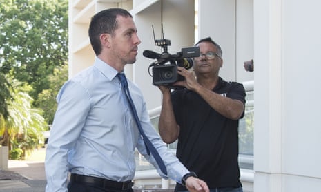 Zachary Rolfe arrives at the supreme court in Darwin