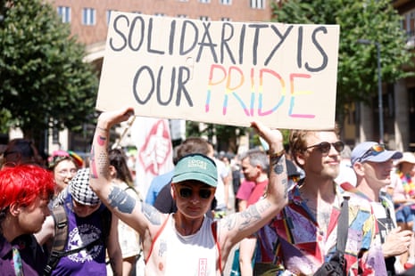 People attend The Budapest Pride March in Budapest