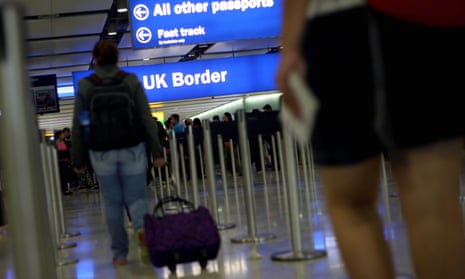 General view of passengers going through UK Border at Heathrow airport