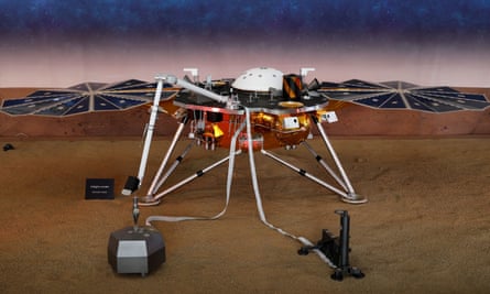 A life-size model of Nasa's InSight spacecraft.