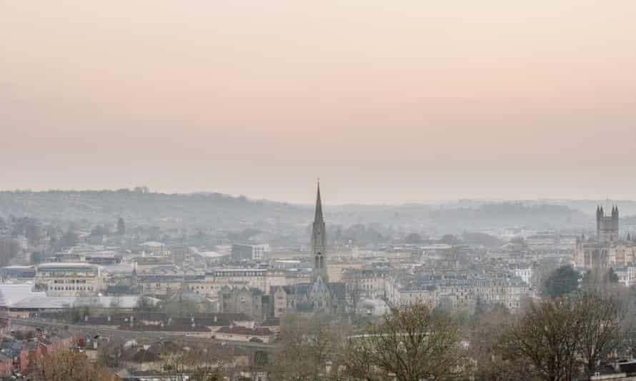 A view of Bath and St Michael’s Church on a hazy early spring day.