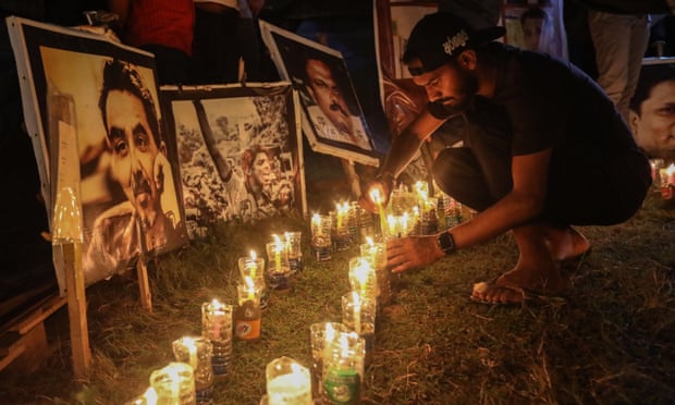 Candles are lit in memory of the protesters who were allegedly killed or wounded during the months-long protests and clashes in Colombo