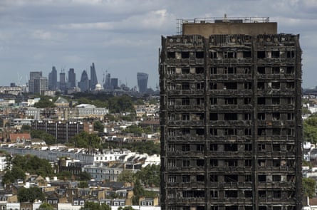 Grenfell Tower in the aftermath of the fire on 14 June 2017