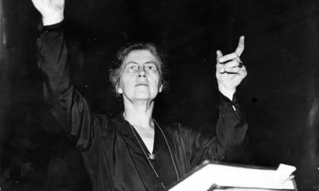 Composer and teacher Nadia Boulanger conducting the orchestra of the Royal Philharmonic Orchestra at Queen's Hall in 1937.